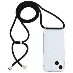 For iPhone 15 Plus Transparent Acrylic Airbag Shockproof Phone Protective Case with Lanyard(Black)