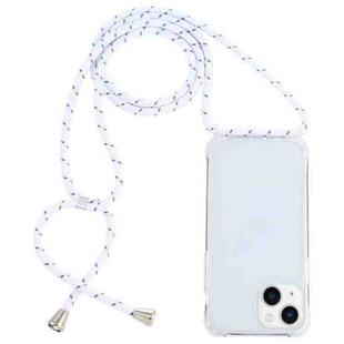 For iPhone 15 Transparent Acrylic Airbag Shockproof Phone Protective Case with Lanyard(White Grey Rough Grain)
