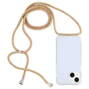 For iPhone 15 Transparent Acrylic Airbag Shockproof Phone Protective Case with Lanyard(Yellow Rainbow)