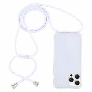 For iPhone 16 Pro Max Transparent Acrylic Airbag Shockproof Phone Protective Case with Lanyard(White Gold)