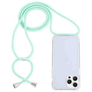 For iPhone 16 Pro Transparent Acrylic Airbag Shockproof Phone Protective Case with Lanyard(Mint Green)