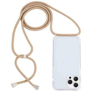 For iPhone 16 Pro Transparent Acrylic Airbag Shockproof Phone Protective Case with Lanyard(Camel)