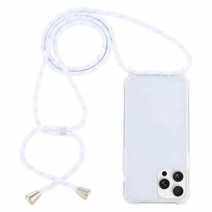 For iPhone 16 Pro Transparent Acrylic Airbag Shockproof Phone Protective Case with Lanyard(White Gold)