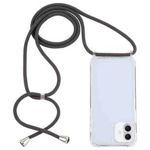 For iPhone 16 Plus Transparent Acrylic Airbag Shockproof Phone Protective Case with Lanyard(Dark Grey)