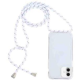 For iPhone 16 Plus Transparent Acrylic Airbag Shockproof Phone Protective Case with Lanyard(White Grey Rough Grain)