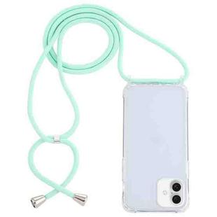 For iPhone 16 Plus Transparent Acrylic Airbag Shockproof Phone Protective Case with Lanyard(Mint Green)