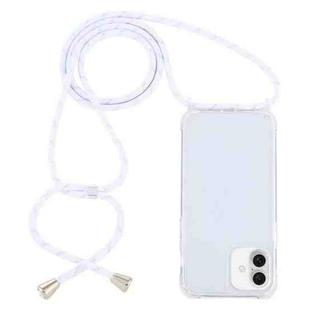 For iPhone 16 Plus Transparent Acrylic Airbag Shockproof Phone Protective Case with Lanyard(White Gold)