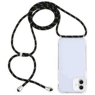 For iPhone 16 Transparent Acrylic Airbag Shockproof Phone Protective Case with Lanyard(Black Gold)