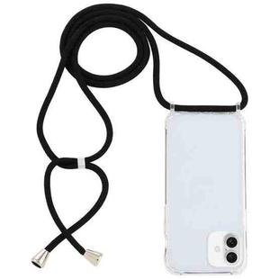 For iPhone 16 Transparent Acrylic Airbag Shockproof Phone Protective Case with Lanyard(Black)