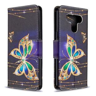 For LG K51 Colored Drawing Pattern Horizontal Flip Leather Case with Holder & Card Slots & Wallet(Big Butterfly)