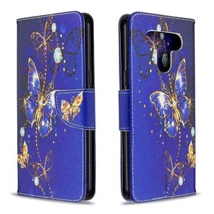 For LG K51 Colored Drawing Pattern Horizontal Flip Leather Case with Holder & Card Slots & Wallet(Purple Butterfly)