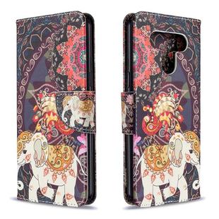For LG K51 Colored Drawing Pattern Horizontal Flip Leather Case with Holder & Card Slots & Wallet(Flowers and Elephant)