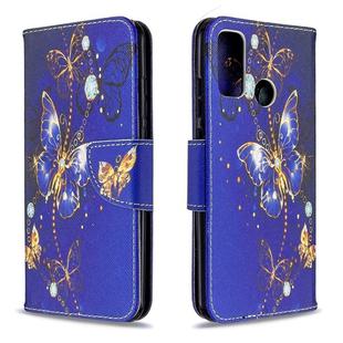 For Huawei P Smart (2020) Colored Drawing Pattern Horizontal Flip Leather Case with Holder & Card Slots & Wallet(Purple Butterfly)