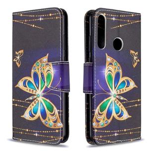 For Huawei Y6P Colored Drawing Pattern Horizontal Flip Leather Case with Holder & Card Slots & Wallet(Big Butterfly)