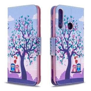 For Huawei Y6P Colored Drawing Pattern Horizontal Flip Leather Case with Holder & Card Slots & Wallet(Two Owls)