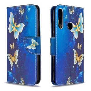 For Huawei Y6P Colored Drawing Pattern Horizontal Flip Leather Case with Holder & Card Slots & Wallet(Gold Butterfly)