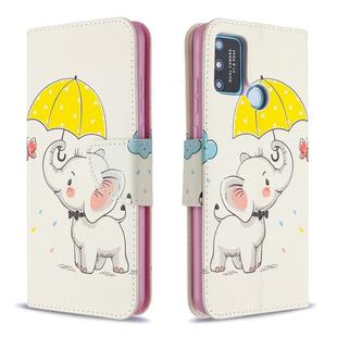 For Huawei Honor 9A Colored Drawing Pattern Horizontal Flip Leather Case with Holder & Card Slots & Wallet(Elephant)