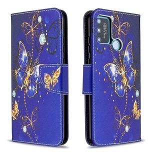 For Huawei Honor 9A Colored Drawing Pattern Horizontal Flip Leather Case with Holder & Card Slots & Wallet(Purple Butterfly)