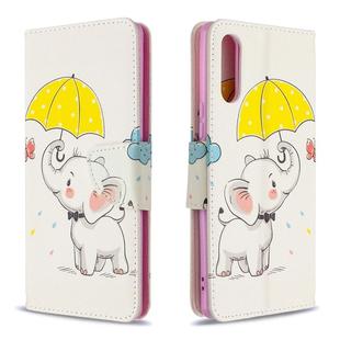 For Sony Xperia L4 Colored Drawing Pattern Horizontal Flip Leather Case with Holder & Card Slots & Wallet(Elephant)