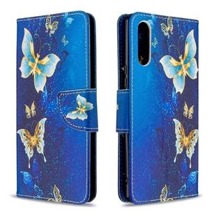 For Sony Xperia L4 Colored Drawing Pattern Horizontal Flip Leather Case with Holder & Card Slots & Wallet(Gold Butterfly)