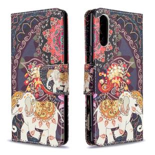 For Sony Xperia L4 Colored Drawing Pattern Horizontal Flip Leather Case with Holder & Card Slots & Wallet(Flowers and Elephant)