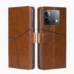 For vivo iQOO Neo 8 5G / 8 Pro 5G Geometric Stitching Leather Phone Case(Light Brown)