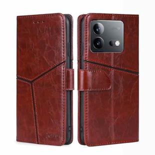 For vivo iQOO Neo 8 5G / 8 Pro 5G Geometric Stitching Leather Phone Case(Dark Brown)