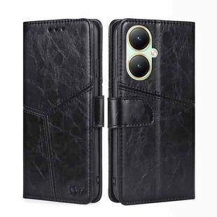 For vivo Y35+ 5G Geometric Stitching Leather Phone Case(Black)