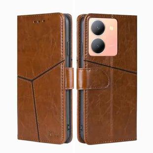 For vivo Y78 5G Geometric Stitching Leather Phone Case(Light Brown)