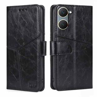 For vivo Y03 4G Geometric Stitching Leather Phone Case(Black)