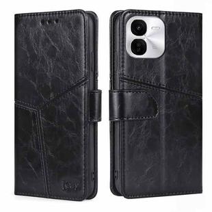 For vivo iQOO Z9x 5G Geometric Stitching Leather Phone Case(Black)