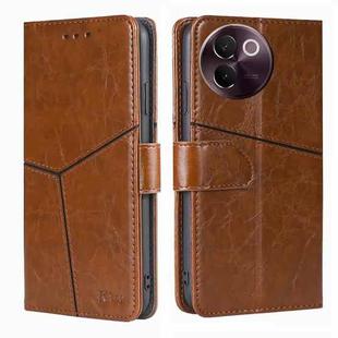 For vivo V30e 5G Global Geometric Stitching Leather Phone Case(Light Brown)