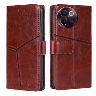 For vivo V30e 5G Global Geometric Stitching Leather Phone Case(Dark Brown)