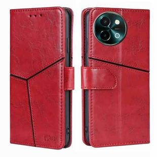 For vivo Y38 5G / T3x Global Geometric Stitching Leather Phone Case(Red)