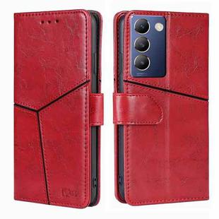 For vivo Y100 5G IDN Geometric Stitching Leather Phone Case(Red)