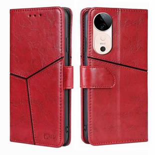 For vivo S19 Geometric Stitching Leather Phone Case(Red)