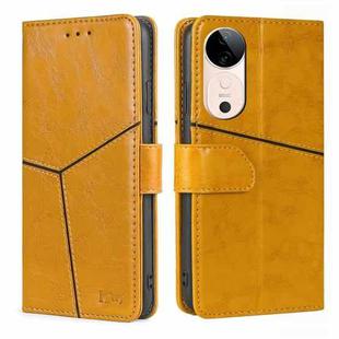 For vivo S19 Geometric Stitching Leather Phone Case(Yellow)