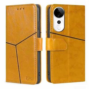 For vivo S19 Pro Geometric Stitching Leather Phone Case(Yellow)