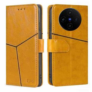 For vivo X100s Geometric Stitching Leather Phone Case(Yellow)