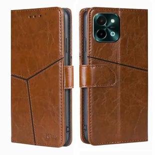 For vivo Y28 4G Geometric Stitching Leather Phone Case(Light Brown)