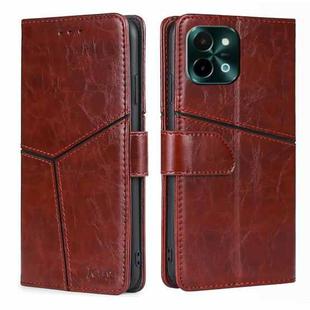 For vivo Y28 4G Geometric Stitching Leather Phone Case(Dark Brown)