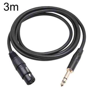 6.35mm 1/4 TRS Male to XLR 3pin Female Microphone Cable, Length:3m