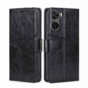 For ZTE Axon 40 Lite Geometric Stitching Leather Phone Case(Black)