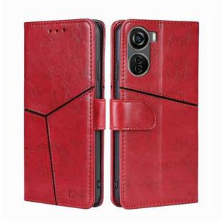 For ZTE Axon 40 Lite Geometric Stitching Leather Phone Case(Red)