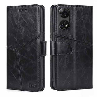 For ZTE Anshin Family Geometric Stitching Leather Phone Case(Black)