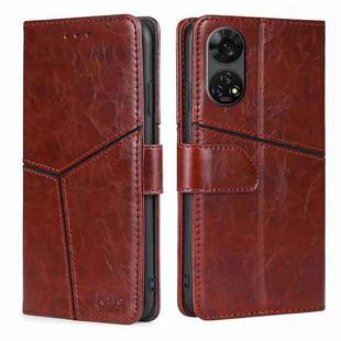 For ZTE Anshin Family Geometric Stitching Leather Phone Case(Dark Brown)