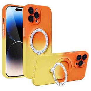 For iPhone 14 Pro Gradient TPU MagSafe Holder Phone Case(Orange Yellow)