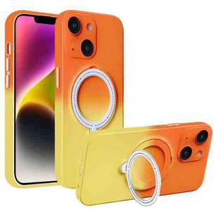 For iPhone 14 MagSafe Holder Gradient TPU Phone Case(Orange Yellow)