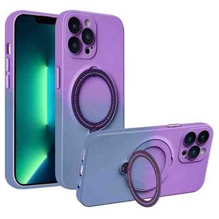 For iPhone 13 Pro Max MagSafe Holder Gradient TPU Phone Case(Deep Purple Gray)