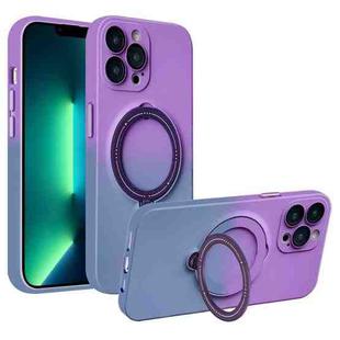 For iPhone 13 Pro MagSafe Holder Gradient TPU Phone Case(Deep Purple Gray)